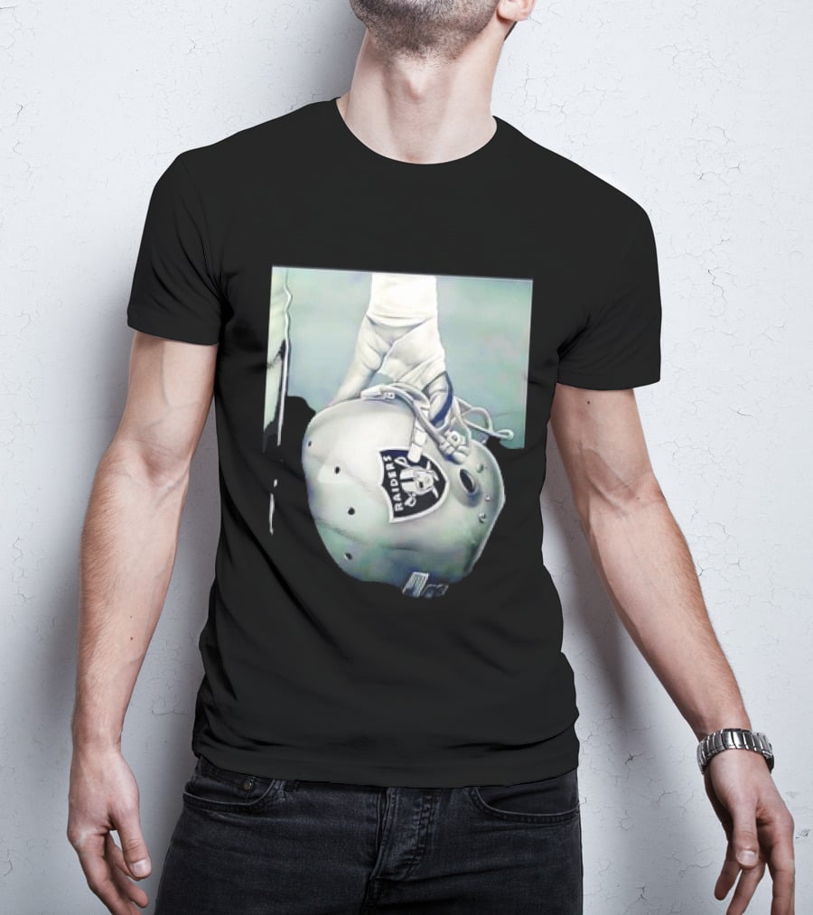 Las Vegas Raiders Football Helmet Hand Wrap Player Representation T-Shirt