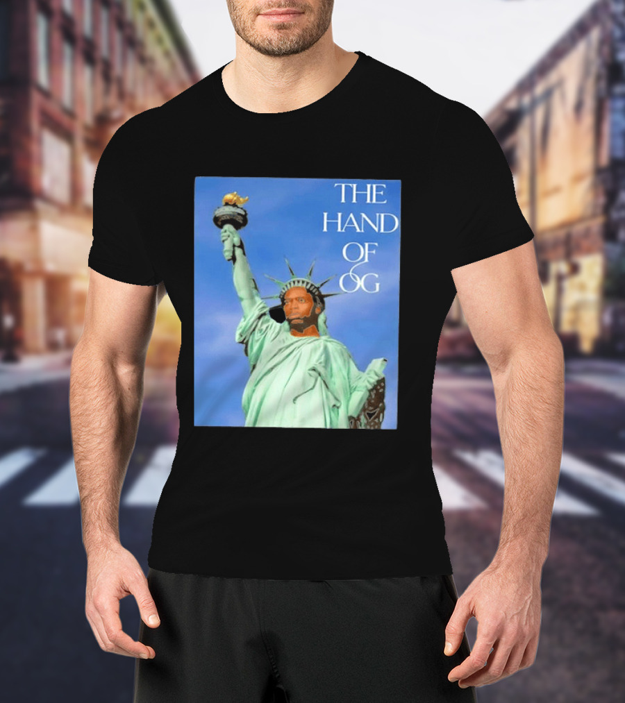 OG Anunoby New York Knicks The Hand Of OG Statue Liberty Fusion T-Shirt