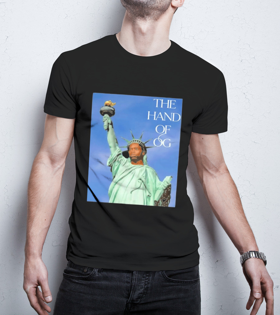 OG Anunoby New York Knicks The Hand Of OG Statue Liberty Fusion T-Shirt