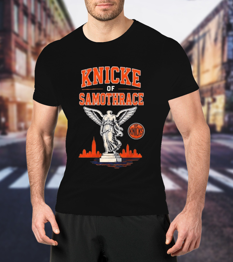 Knicks Of Samothrace Winged Victory Statue Basketball Skyline T-Shirt