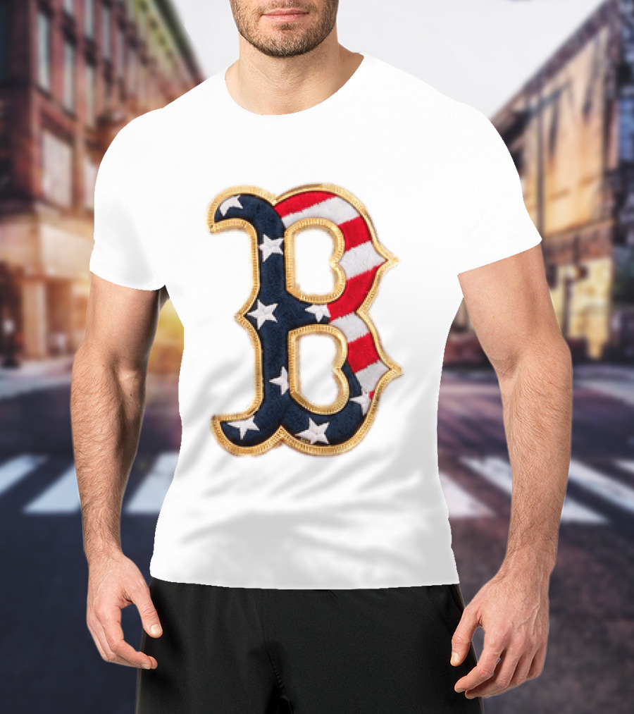 2026 Red Sox Patriotic Stars And Stripes B Logo MLB Fourth Of July T-Shirt