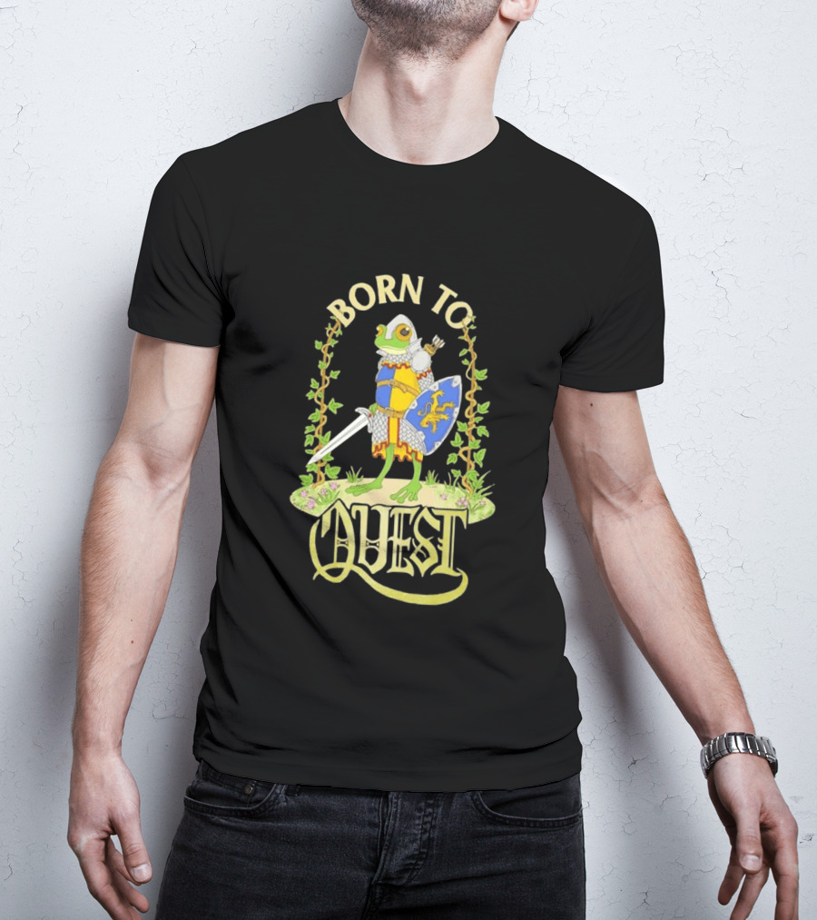 Born To Quest Frog Knight Sword And Shield Adventure T-Shirt