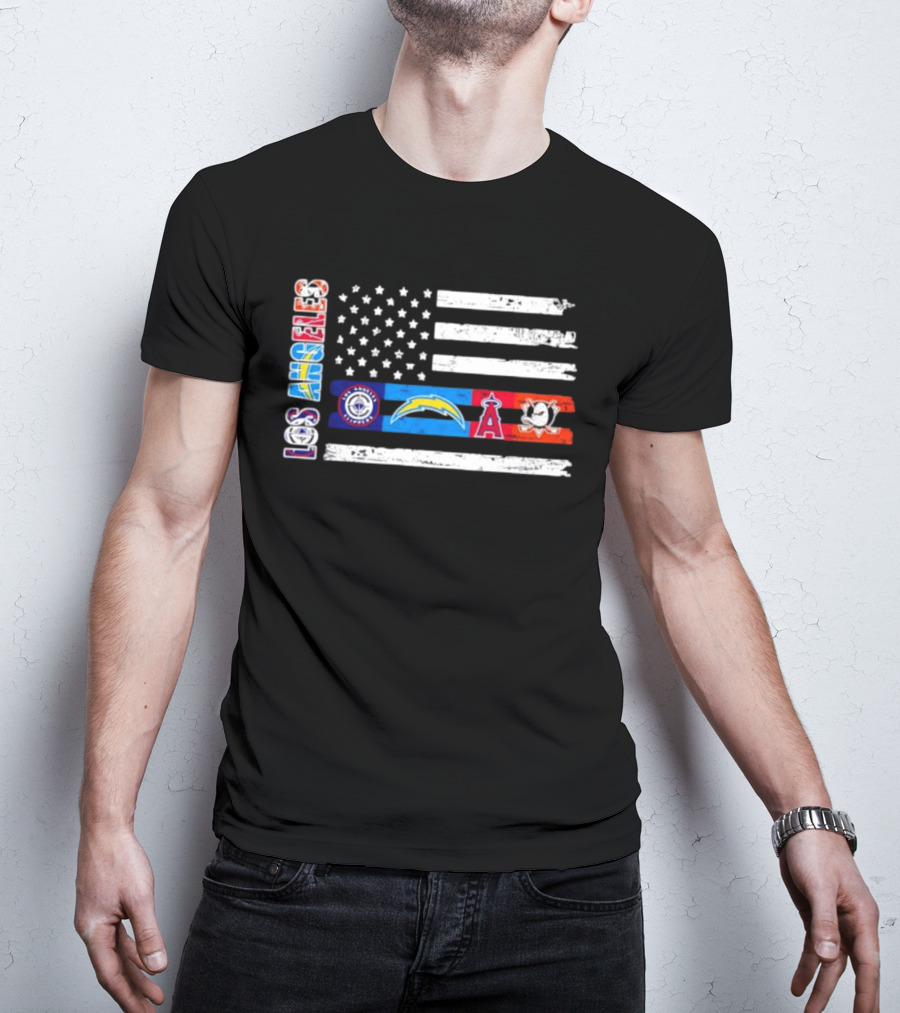 Los Angeles Clippers Chargers Angels Ducks USA Flag Independence Day T-Shirt