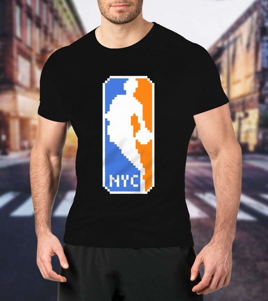 NYC NBA Pixel Logo Basketball T-Shirt