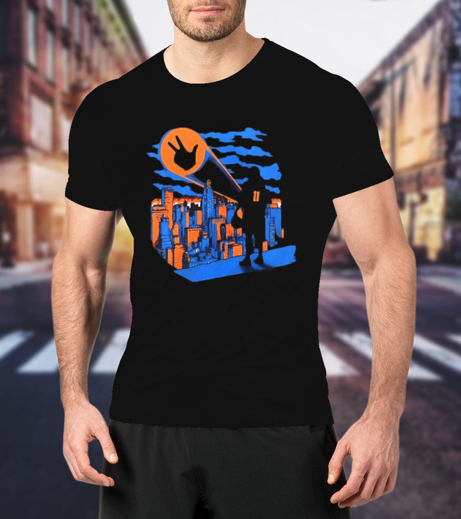 Jalen Brunson Three Points New York City Knicks NBA Basketball Player Skyline T-Shirt
