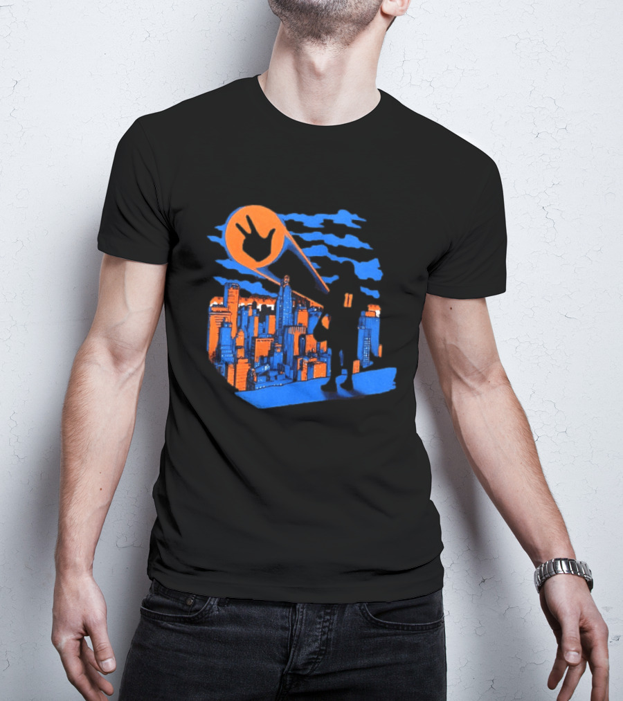 Jalen Brunson Three Points New York City Knicks NBA Basketball Player Skyline T-Shirt