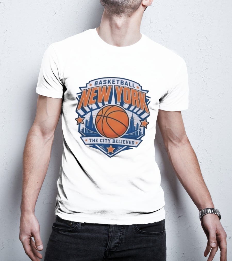 New York Basketball 2026 Champs The City Believed Skyline Basketball T-Shirt