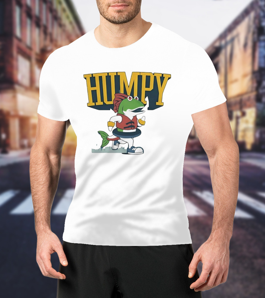 Humpy Running Fish With Life Vest Tube Humor T-Shirt
