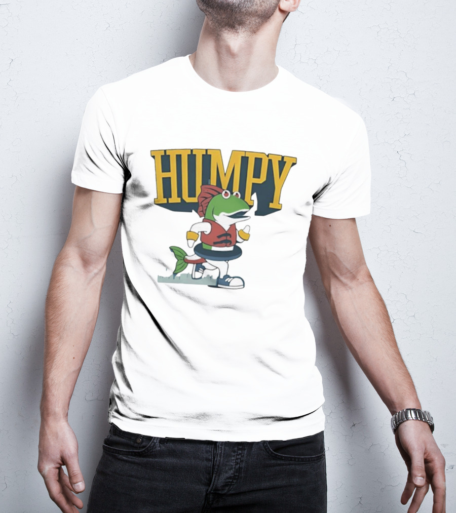 Humpy Running Fish With Life Vest Tube Humor T-Shirt