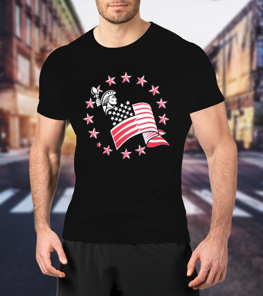 Patriotic Lady Liberty American Flag Stars USA Pride T-Shirt
