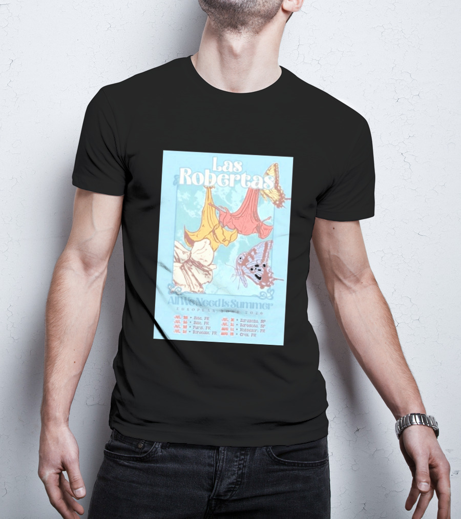 Las Robertas All We Need Is Summer European Tour 2026 Butterfly Floral T-Shirt