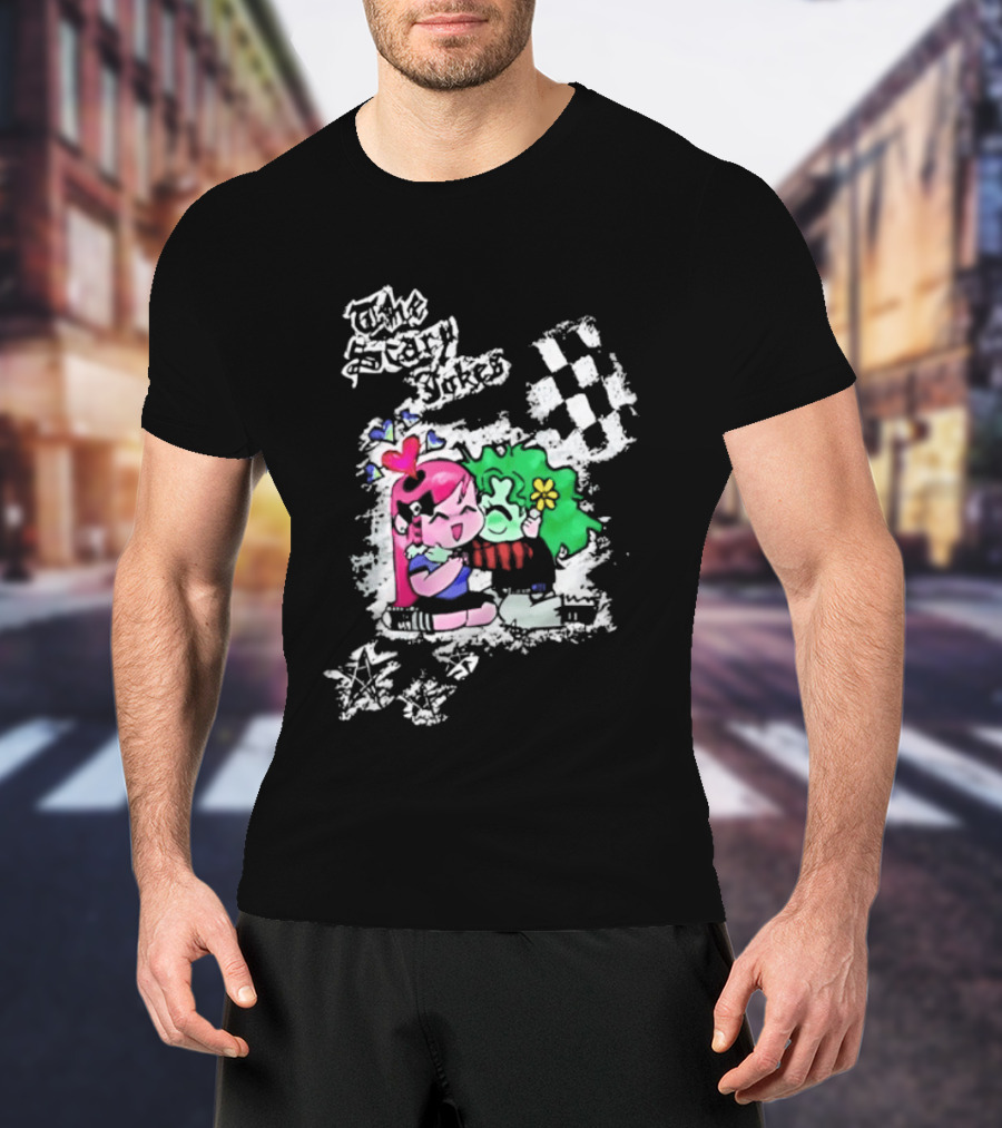 The Scary Jokes Checkered Pattern With Colorful Characters T-Shirt