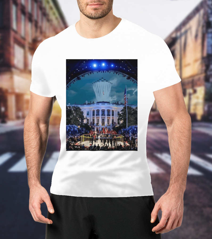 White House MMA Octagon Event Flyover American Flag Patriotic Display T-Shirt