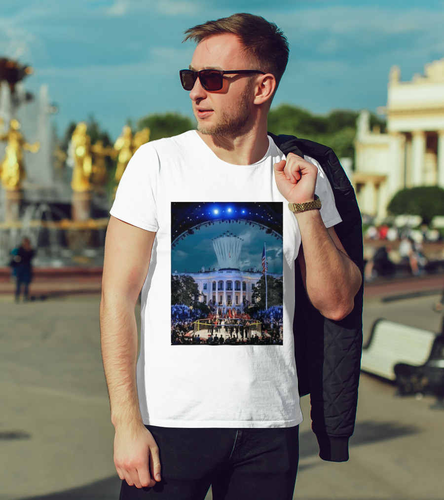 White House MMA Octagon Event Flyover American Flag Patriotic Display T-Shirt