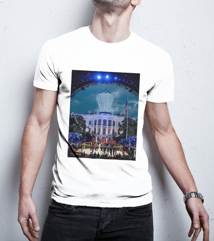 White House MMA Octagon Event Flyover American Flag Patriotic Display T-Shirt