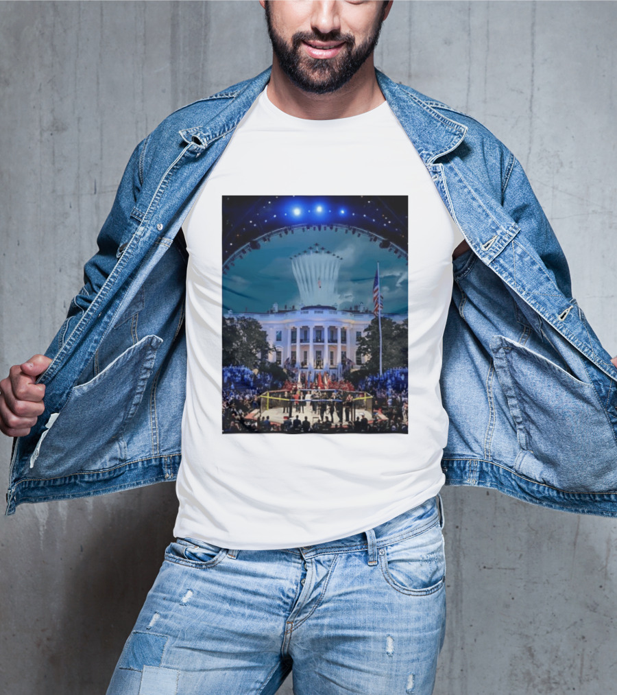 White House MMA Octagon Event Flyover American Flag Patriotic Display T-Shirt