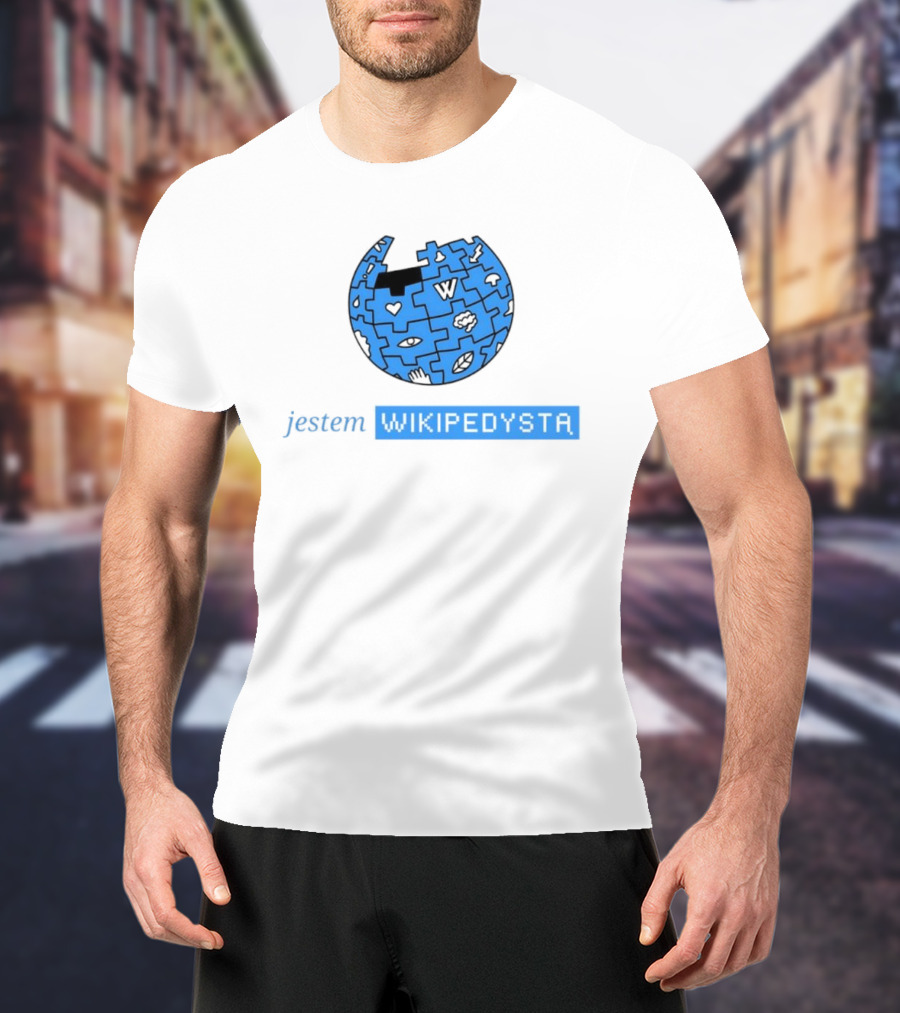 Jestem Wikipedysta Puzzle Globe Icon Eyes And Clouds T-Shirt