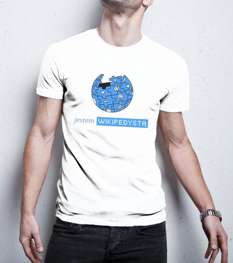 Jestem Wikipedysta Puzzle Globe Icon Eyes And Clouds T-Shirt