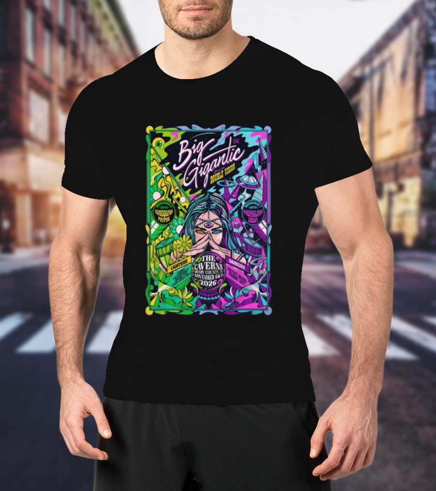 Big Gigantic Double Vision Live Nov 6 7 2026 The Caverns Pelham TN Sunsquabi Phyphr Smokeland Zoska T-Shirt