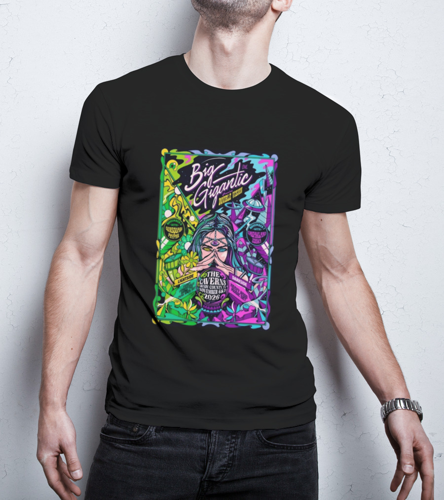 Big Gigantic Double Vision Live Nov 6 7 2026 The Caverns Pelham TN Sunsquabi Phyphr Smokeland Zoska T-Shirt