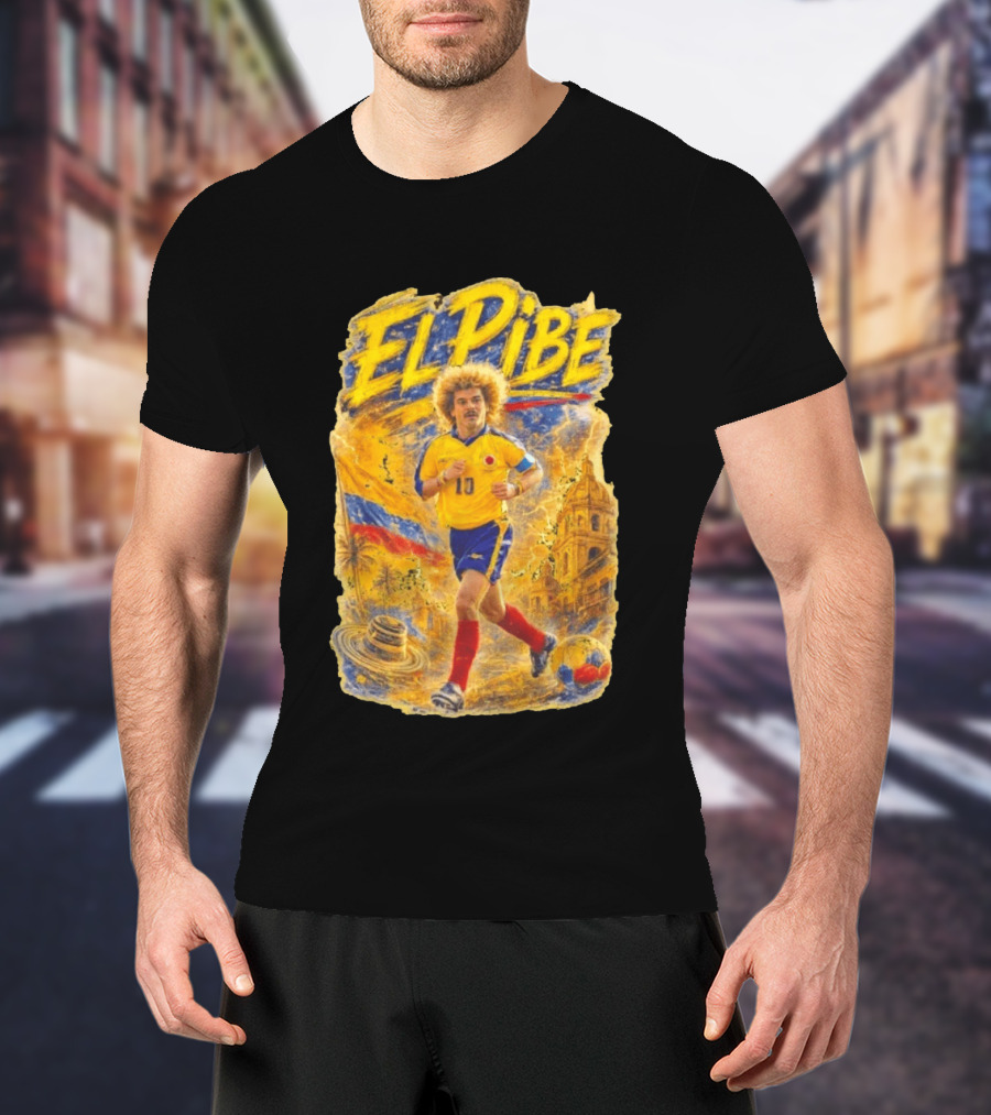 Carlos Valderrama El Pibe Colombia Football Legend Iconic Yellow Jersey T-Shirt