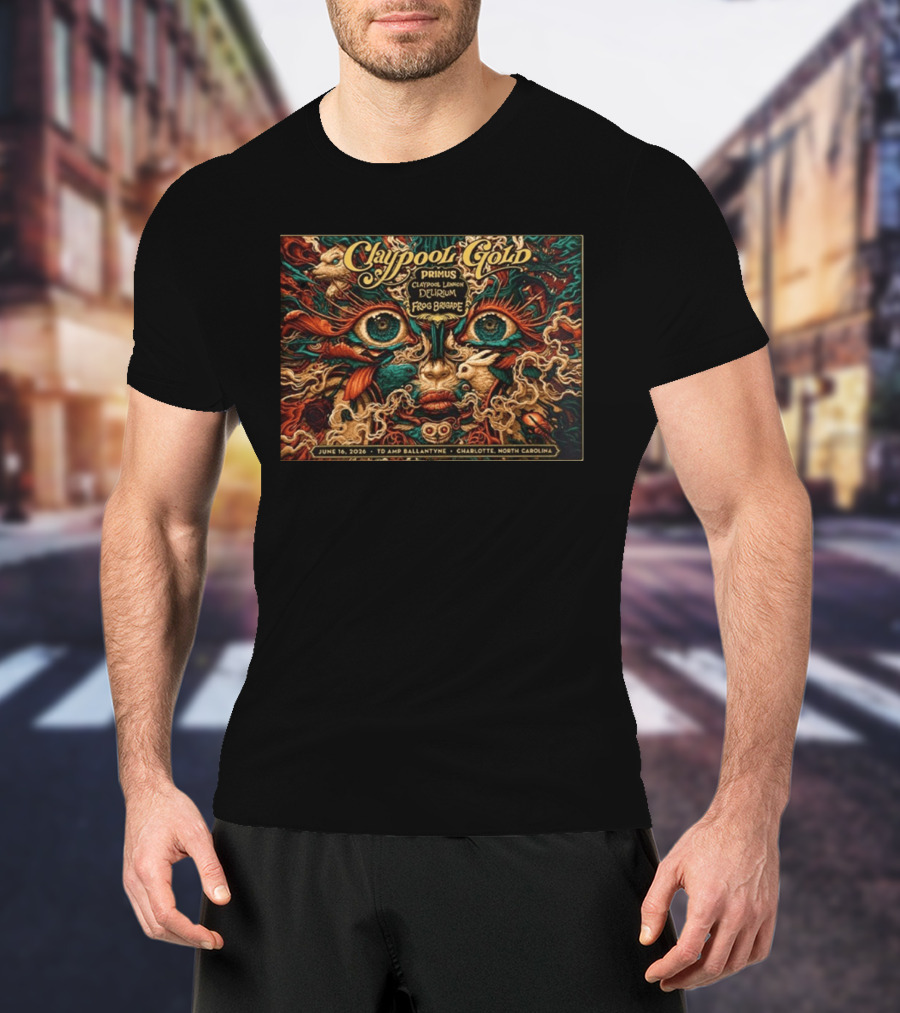 Claypool Gold Primus Claypool Lennon Delirium Frog Brigade Charlotte TD AMP Ballantyne June 16 2026 Event T-Shirt