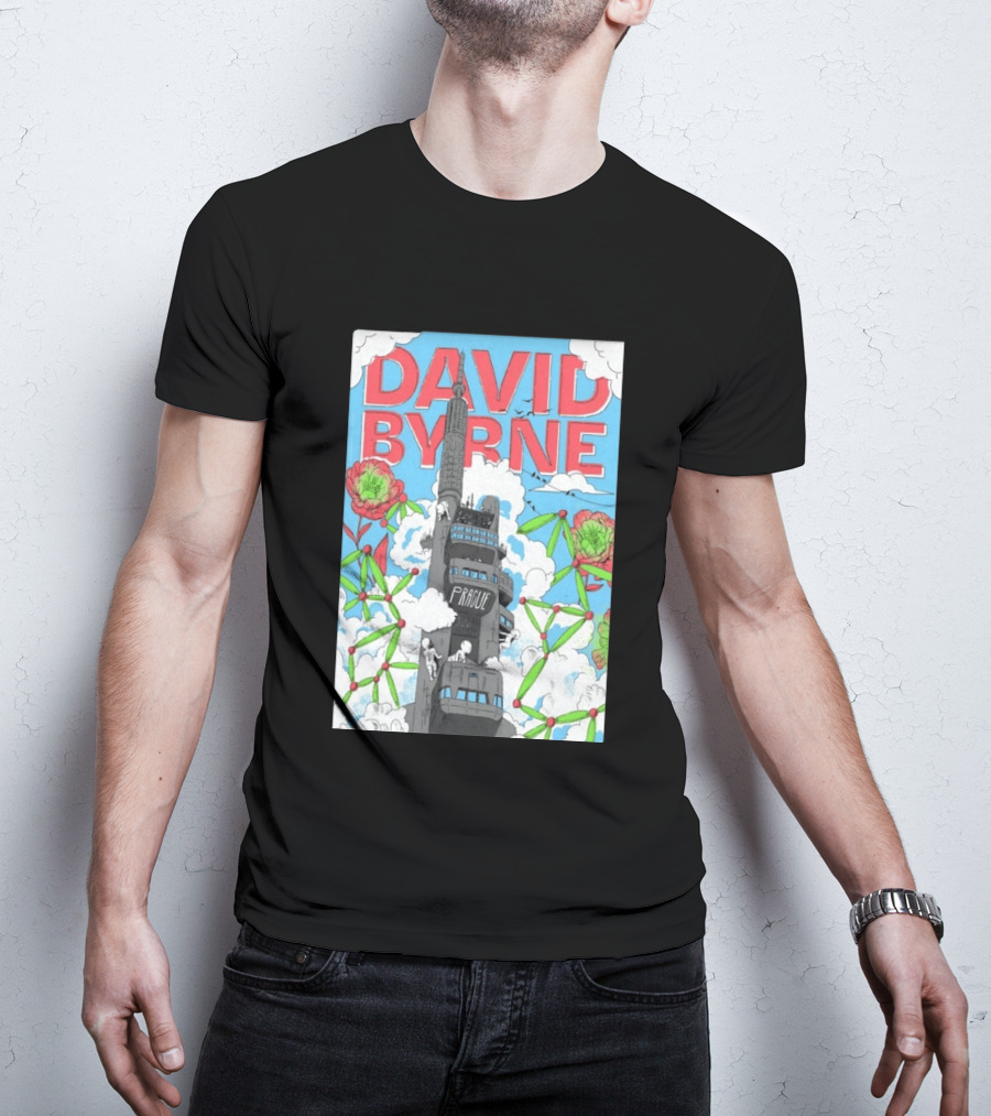 David Byrne Prague June 17 2026 Tour Psychedelic Cityscape T-Shirt