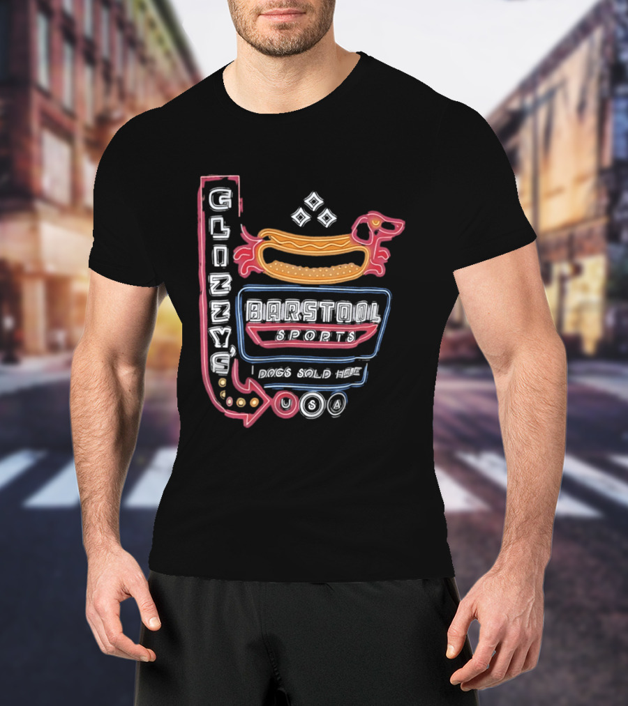 Glizzy Barstool Sports Dog Sold Here Neon USA T-Shirt