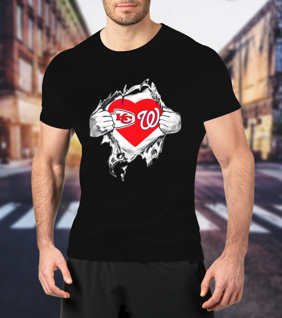 Sport KC Chiefs Washington Nationals Heart Reveal T-Shirt