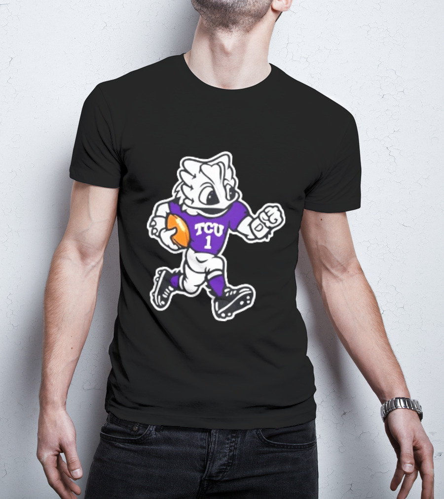 TCU Horned Frog Mascot Running Football TCU 1 Fan Gear T-Shirt