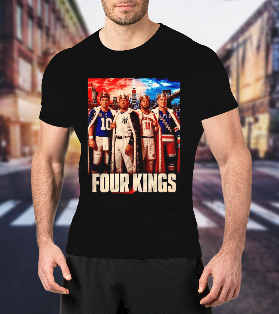 Four Kings New York Giants Yankees Knicks Rangers T-Shirt