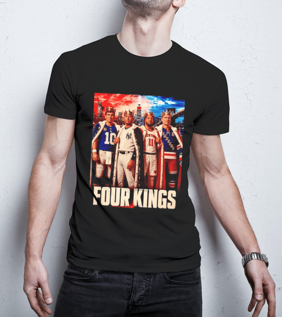 Four Kings New York Giants Yankees Knicks Rangers T-Shirt