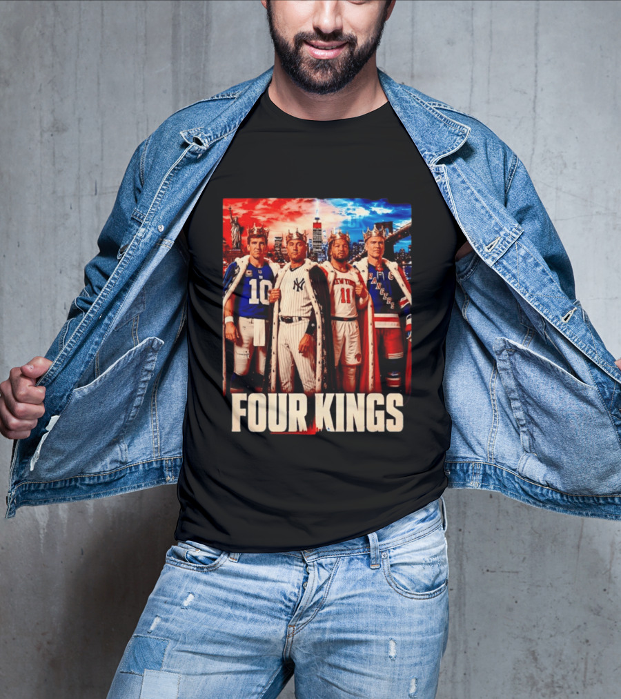 Four Kings New York Giants Yankees Knicks Rangers T-Shirt