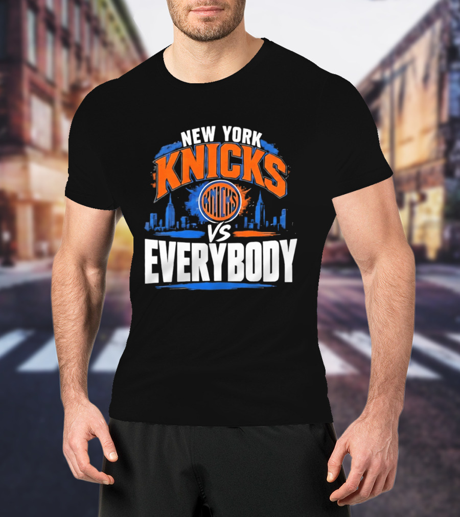 New York Knicks Vs Everybody Skyline Urban Hoops T-Shirt