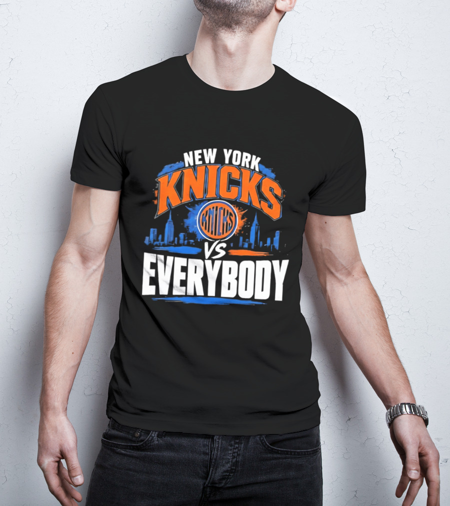 New York Knicks Vs Everybody Skyline Urban Hoops T-Shirt