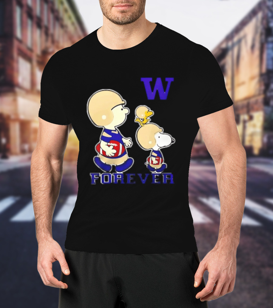 Peanuts Characters Football Players Washington Huskies W Forever T-Shirt