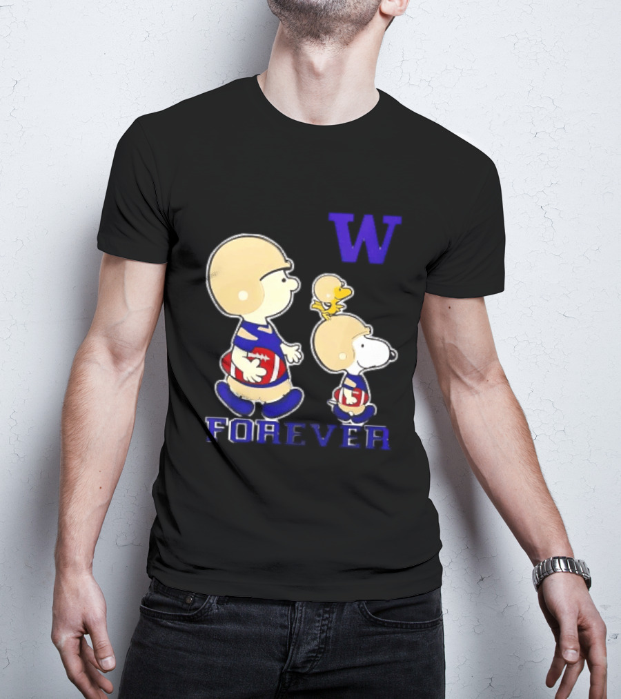 Peanuts Characters Football Players Washington Huskies W Forever T-Shirt