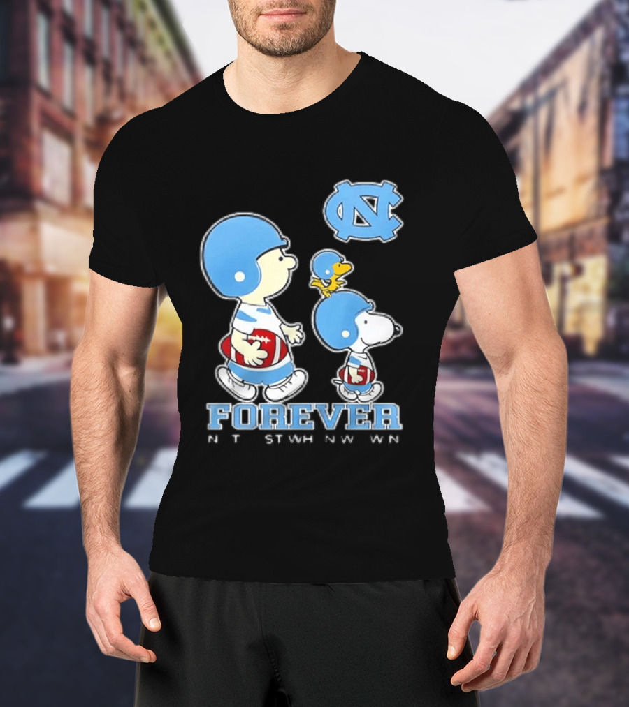 UNC Tar Heels Snoopy Charlie Brown Football Forever T-Shirt
