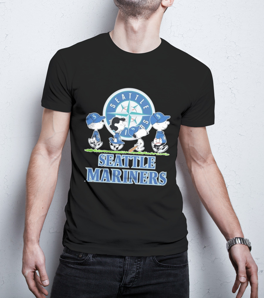 Peanuts Gang Snoopy Baseball Seattle Mariners Yankees Fans T-Shirt