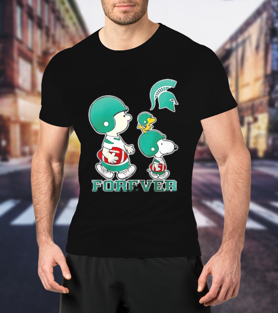 Peanuts Woodstock Charlie Brown Snoopy Michigan State Spartans Forever T-Shirt