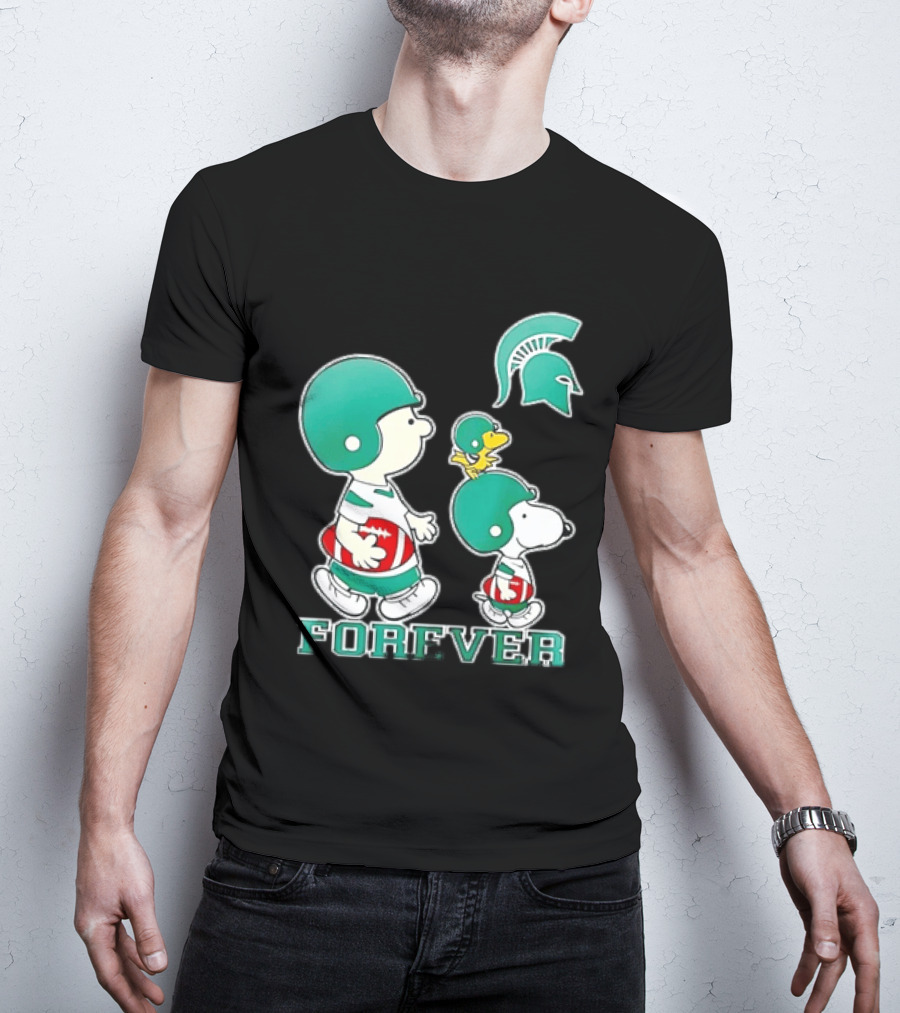 Peanuts Woodstock Charlie Brown Snoopy Michigan State Spartans Forever T-Shirt