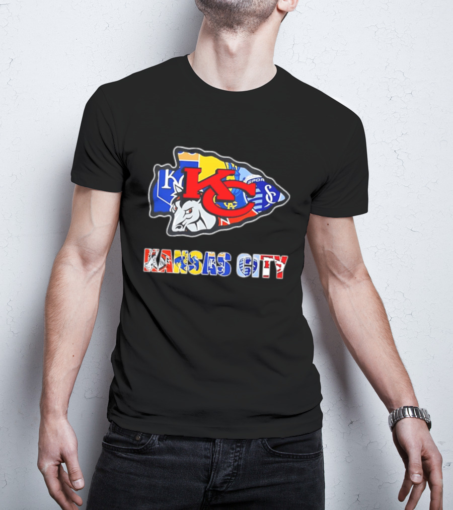 Kansas City Chiefs Royals Sporting KC Collage Arrowhead Sports Team T-Shirt