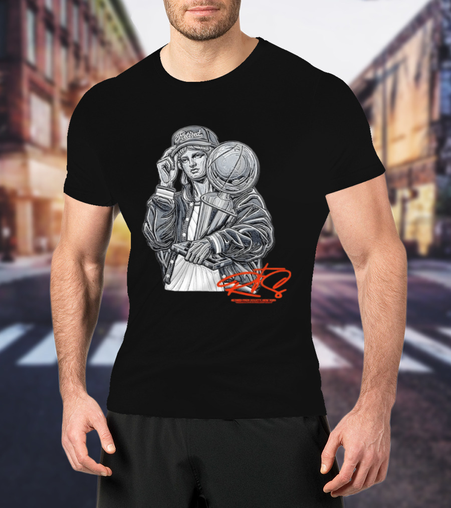 Retired From Society New York Freedom Is A State Of Mind Statue Holding Trophy T-Shirt
