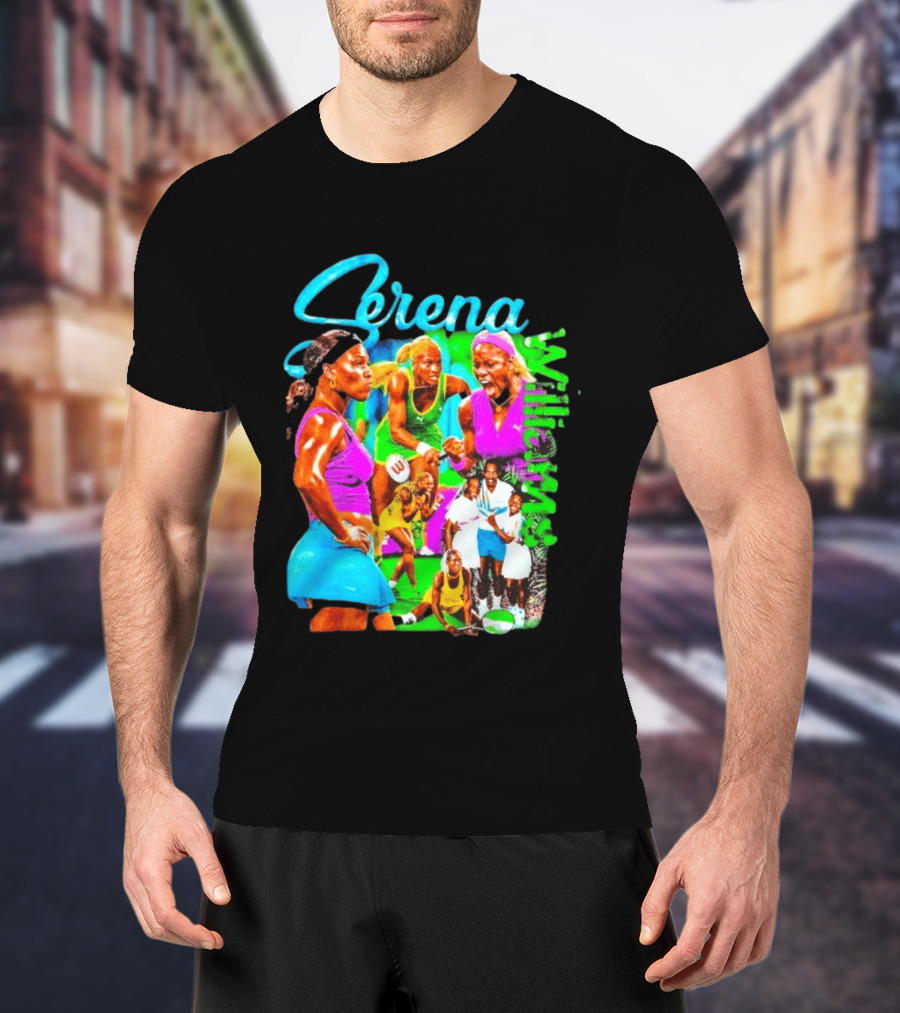 Serena Williams Vibrant Tennis Champion Collage T-Shirt