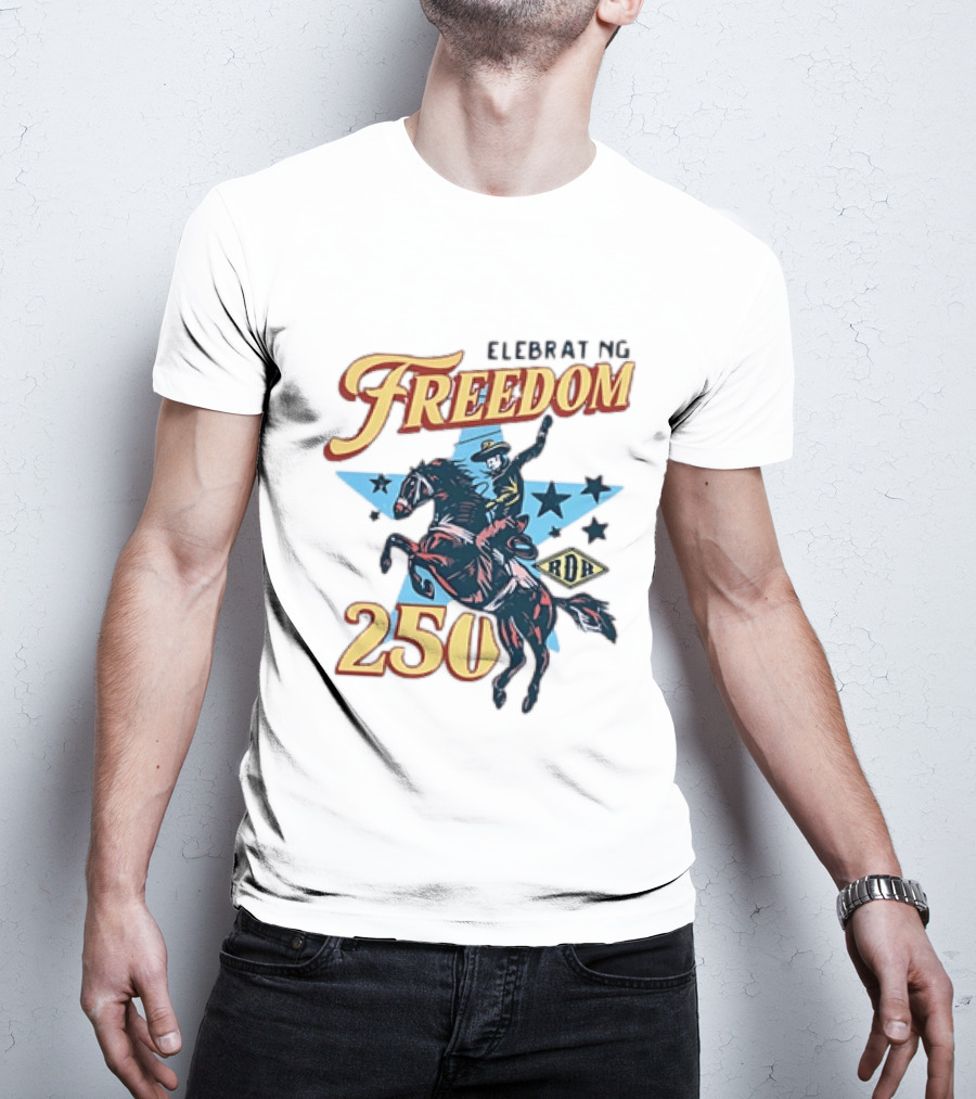 Celebrating Freedom 250 Years RDR Cowboy Rodeo Stars T-Shirt