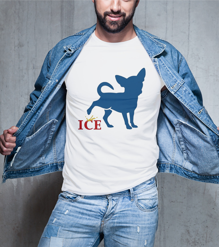 Chihuahua Urinating On ICE Text Representation T-Shirt