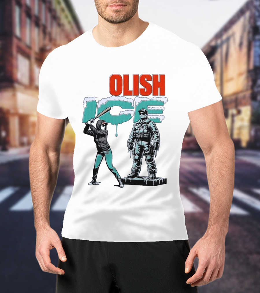 Krime Olish ICE Woman With Baseball Bat Smashing Statue T-Shirt