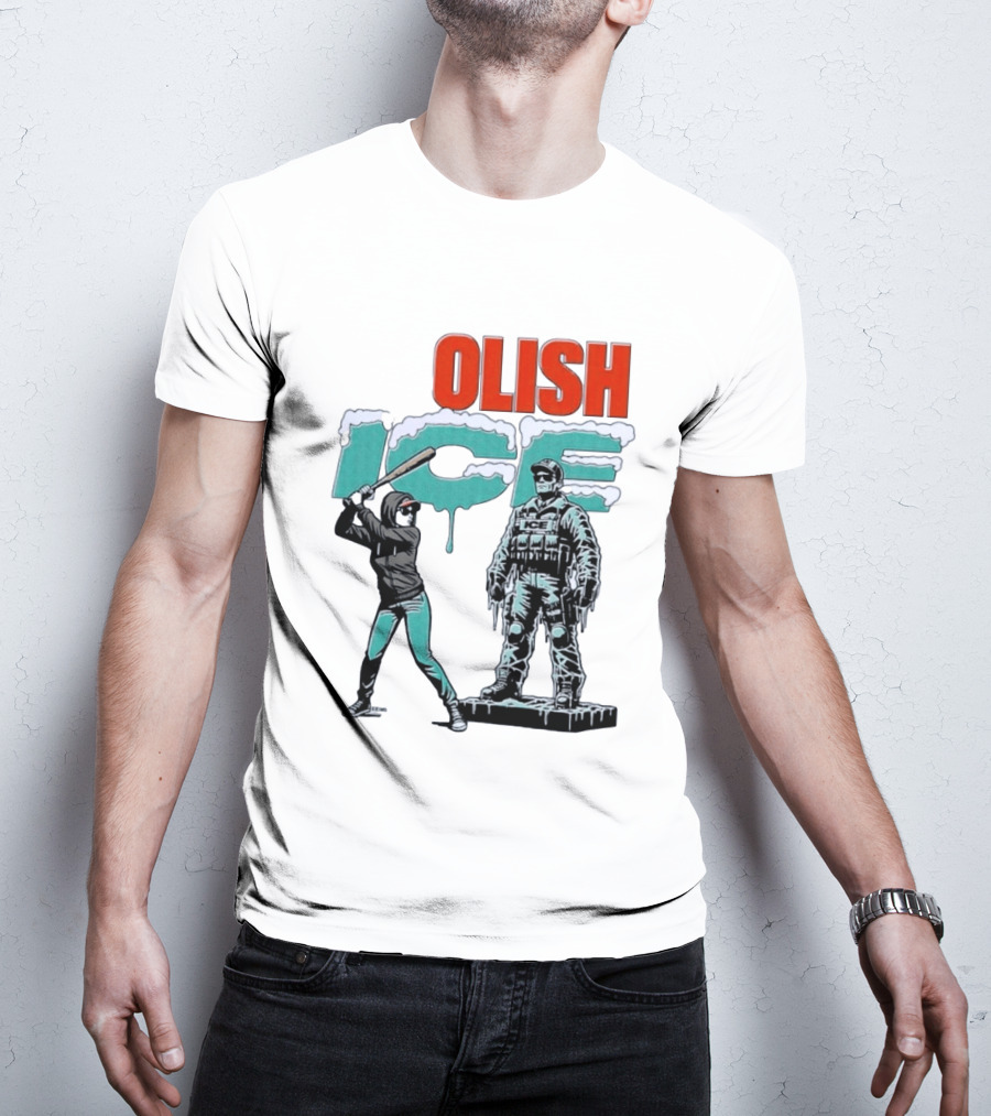 Krime Olish ICE Woman With Baseball Bat Smashing Statue T-Shirt