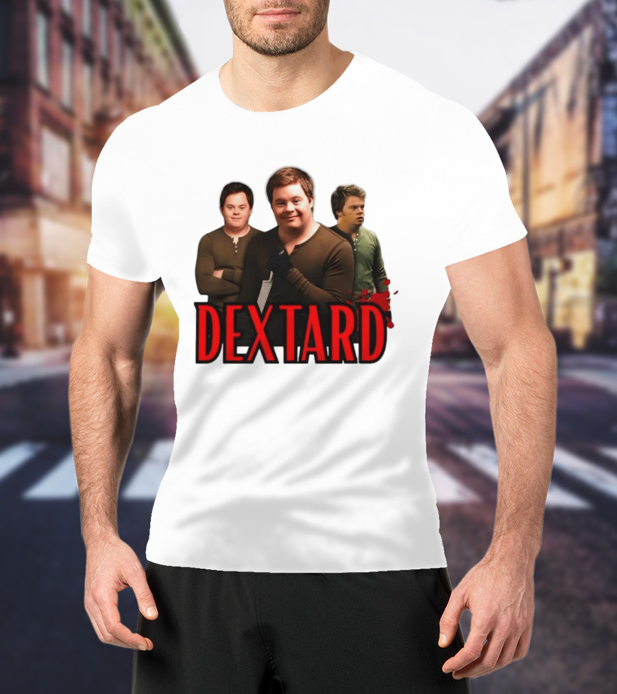 Dextard Meme Parody With Triple Character Image And Red T-Shirt
