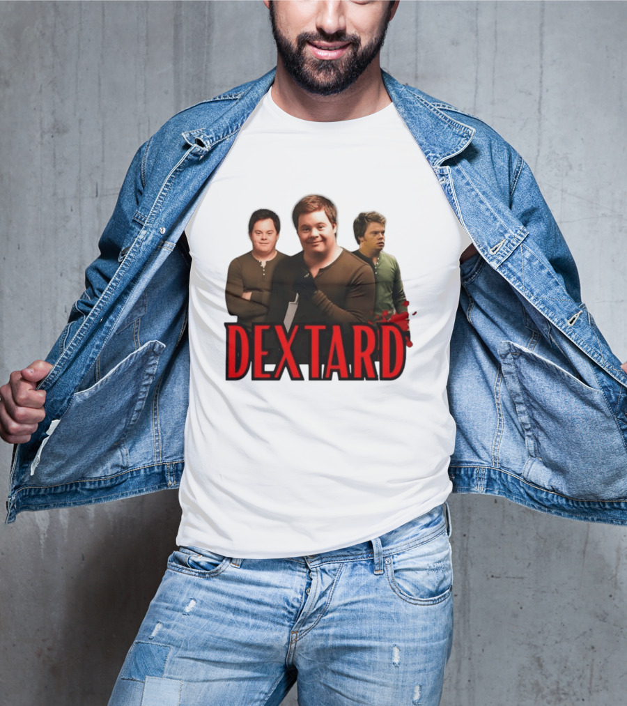 Dextard Meme Parody With Triple Character Image And Red T-Shirt